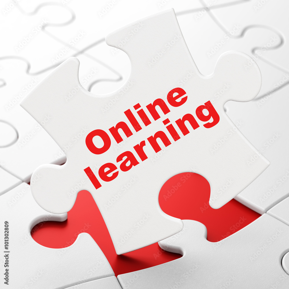 Education concept: Online Learning on puzzle background Education concept: Online Learning on puzzle background