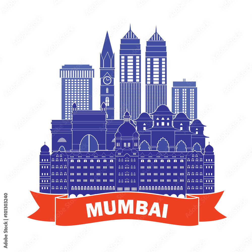 Mumbai skyline silhouette. Vector illustration Stock Vector | Adobe Stock