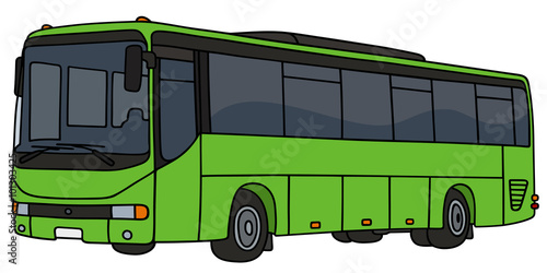 Light green bus / hand drawwing, vector illustration