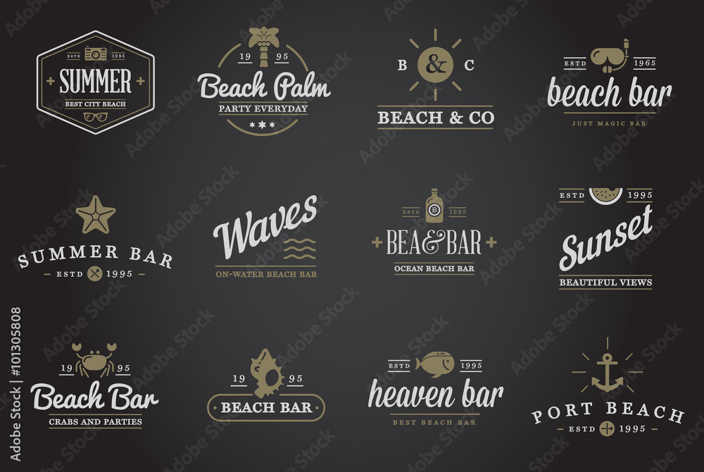 Set of Vector Beach Sea Bar Elements and Summer can be used as Logo or Icon in premium quality Set of Vector Beach Sea Bar Elements and Summer can be used as Logo or Icon in premium quality