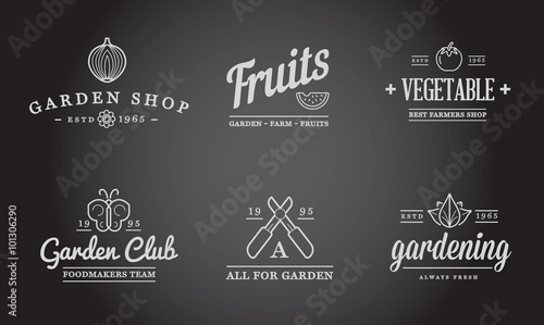Set of Vector Garden and Farm Elements and Fruits or Vegetables Icons Illustration can be used as Logo or Icon in premium quality