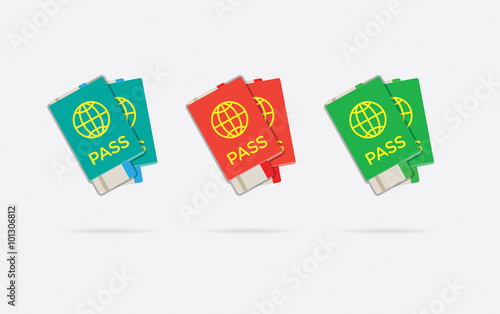 Set of Citizenship or Foreign Passport ID in Vector Colorful Icon can use as Logo