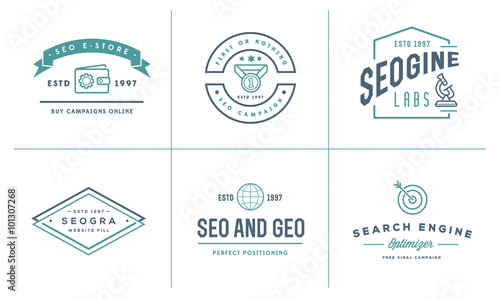 Set of Vector SEO Search Engine Optimisation Elements and Icons Illustration can be used as Logo or Icon in premium quality © ckybe