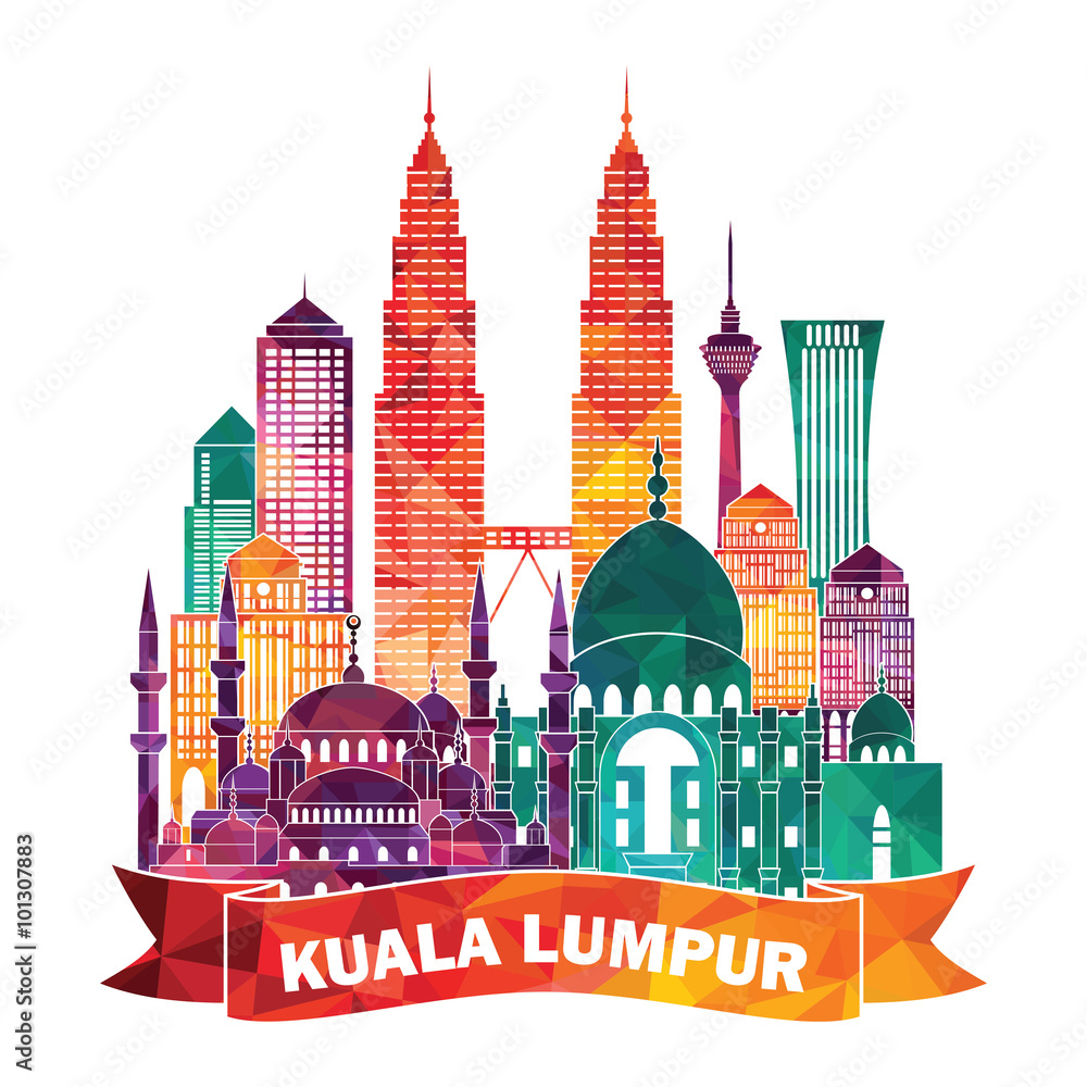 Fototapeta premium Kuala Lumpur detailed silhouette. Vector illustration