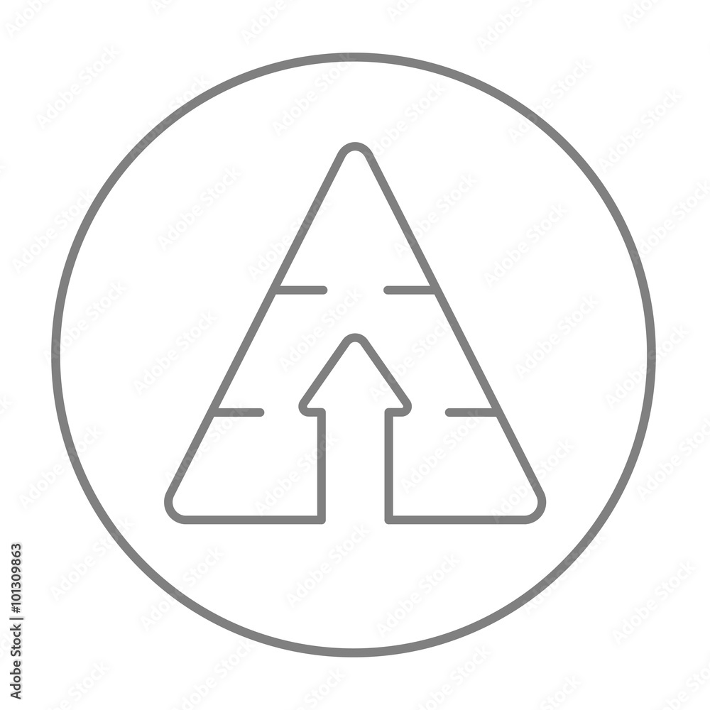 Pyramid with arrow up line icon. Pyramid with arrow up line icon.