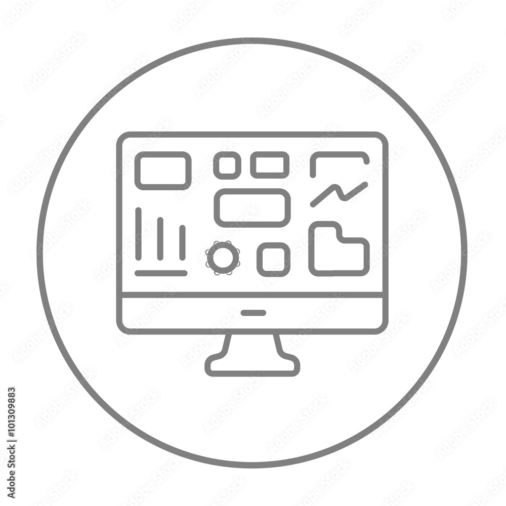 Monitor with business graphs line icon. Monitor with business graphs line icon.
