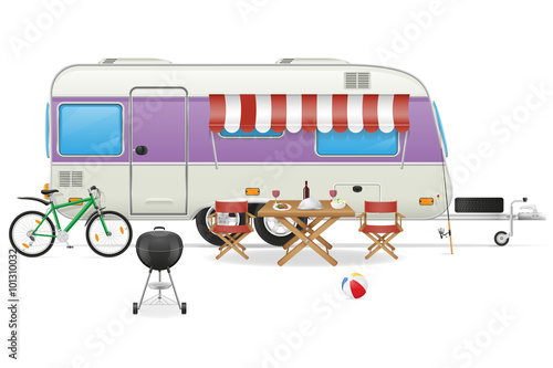 trailer camp caravan vector illustration