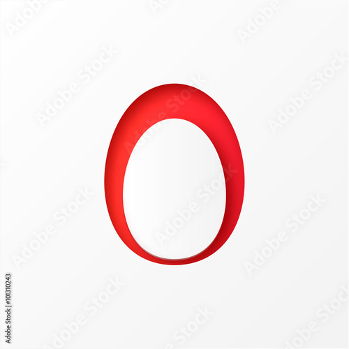 Happy Easter decorated red paper egg on white background. Vector design