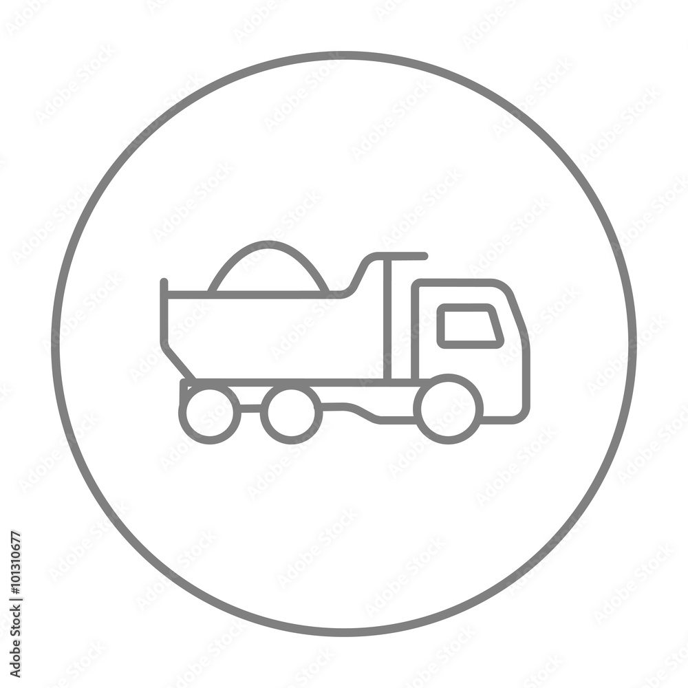 Dump truck line icon.