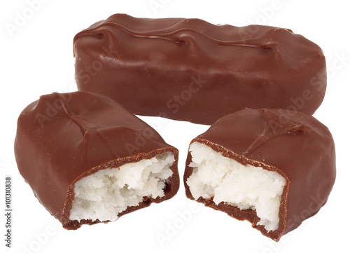 Photography chocolate bars on a white background