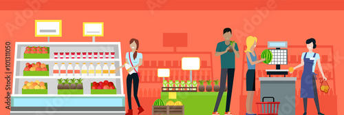 People in Supermarket Interior Design