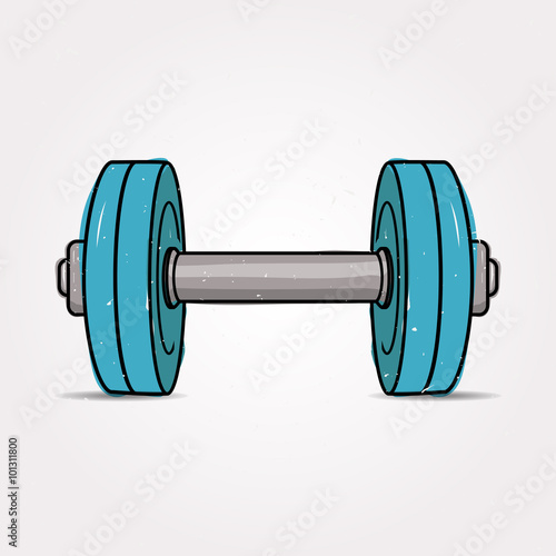 Vector colorful grunge illustration of dumbbell. Fitness icon.