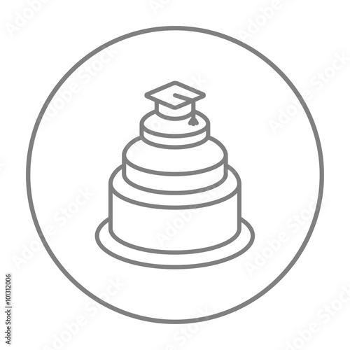 Graduation cap on top of cake line icon. © Visual Generation