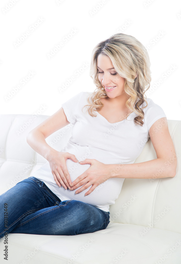 Attractive blond pregnant woman