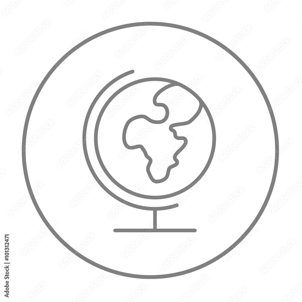 World globe on stand line icon.