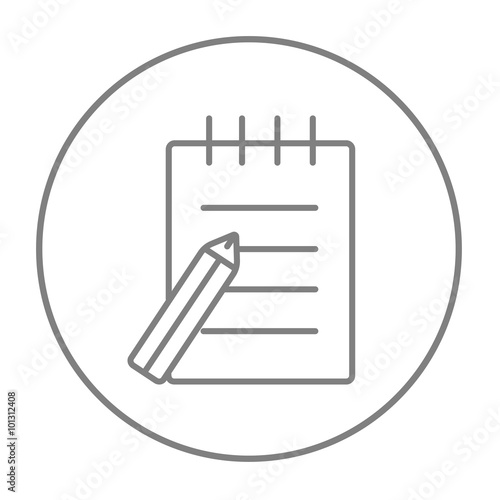 Writing pad and pen line icon.