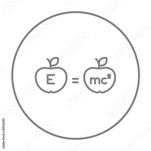 Two apples with formulae line icon.