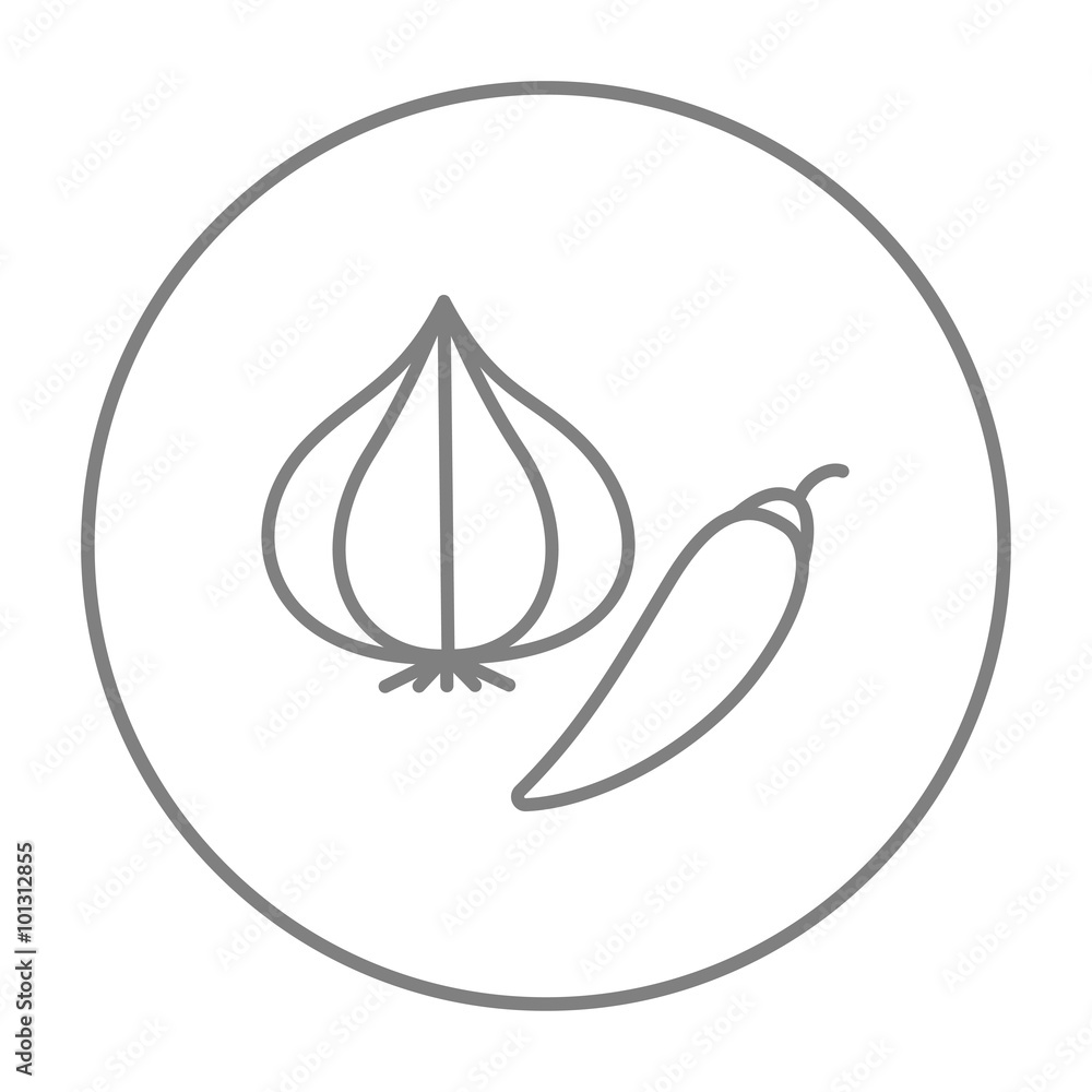 Garlic and chilli line icon.