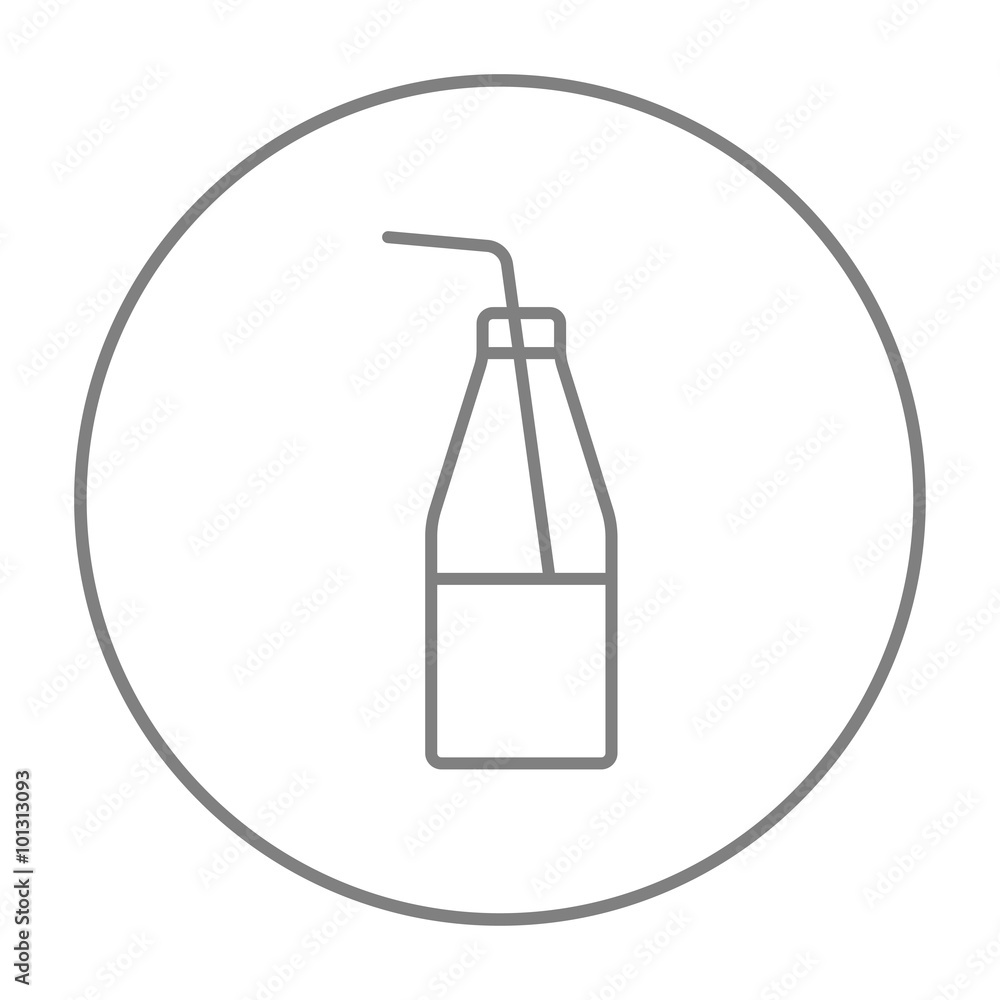 Glass bottle with drinking straw line icon. Glass bottle with drinking straw line icon.