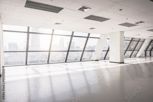 empty office space with large window