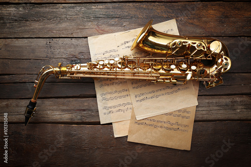 Beautiful golden saxophone ...