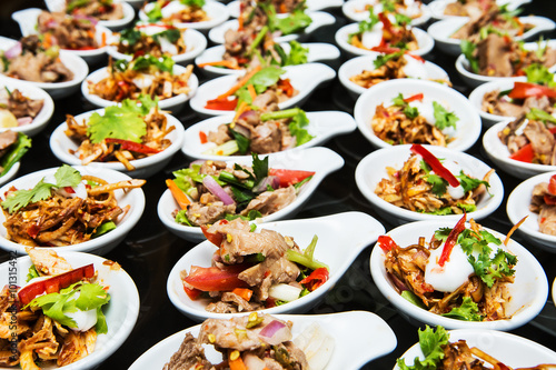 Luxury food and drinks on wedding table