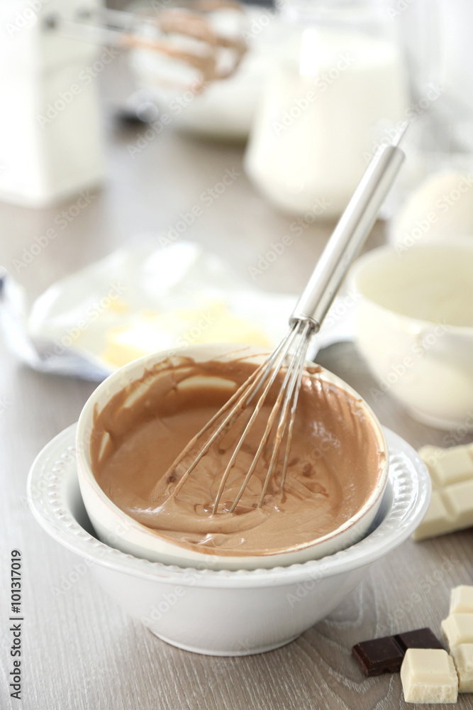 Cooking chocolate cream on kitchen Cooking chocolate cream on kitchen