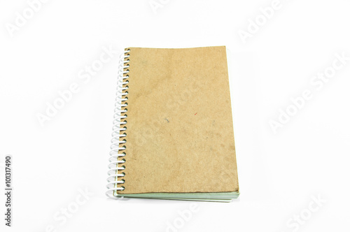 brown notebook isolated on white background