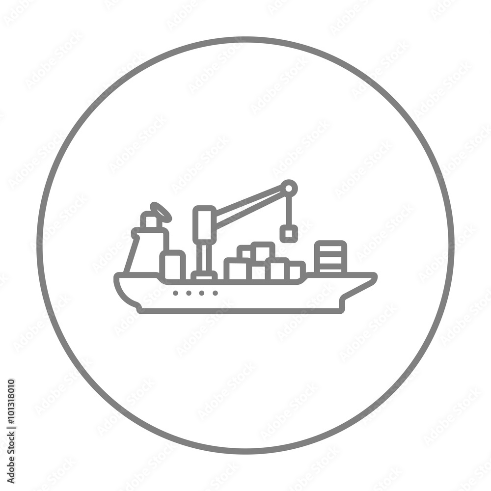 Cargo container ship line icon. Cargo container ship line icon.