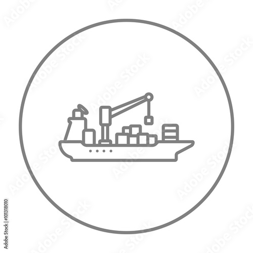 Cargo container ship line icon.