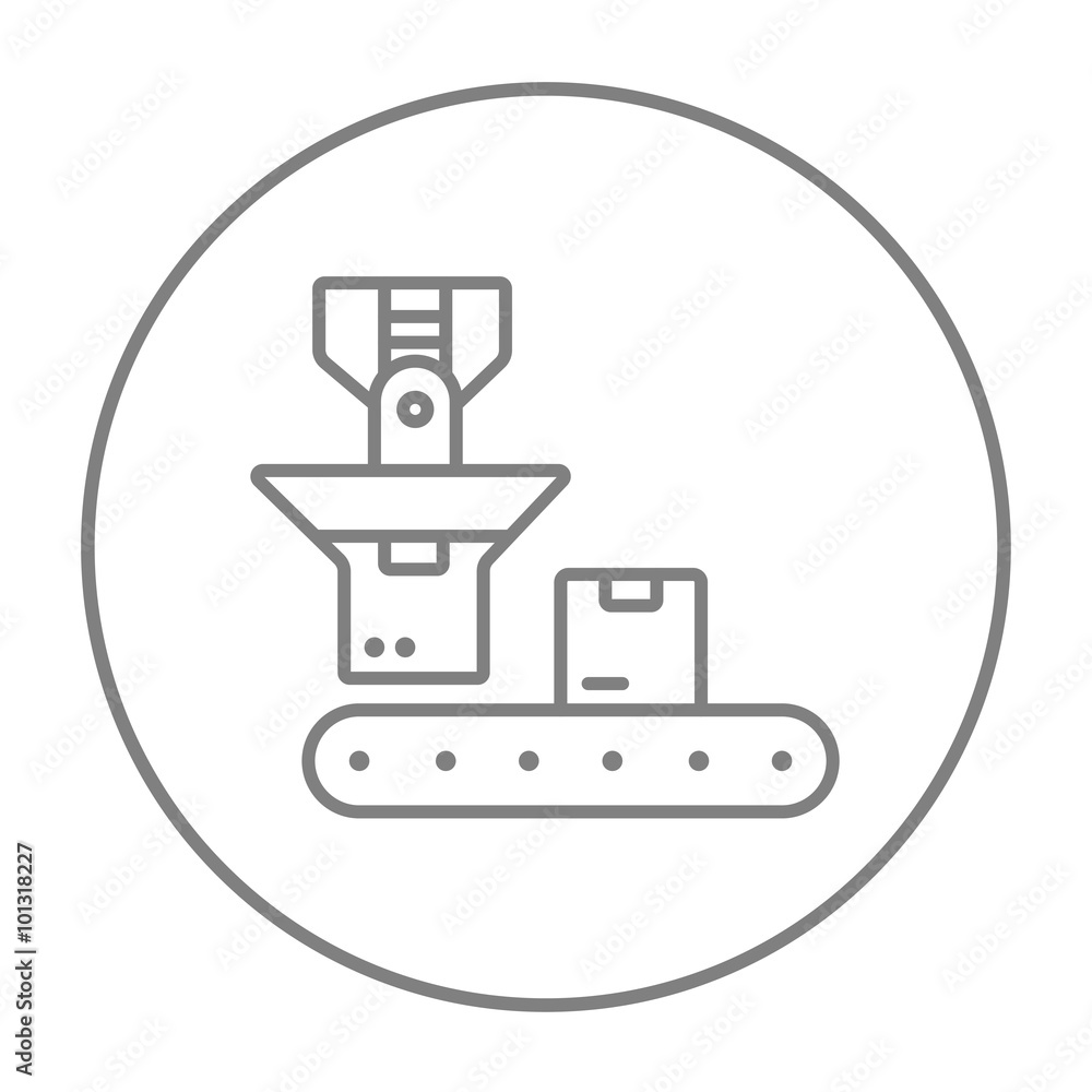 Robotic packaging line icon.