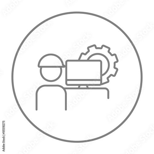 Computerized production line icon.
