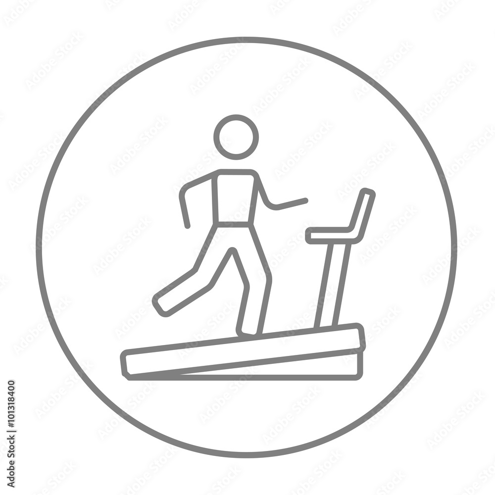 Man running on treadmill line icon. Man running on treadmill line icon.