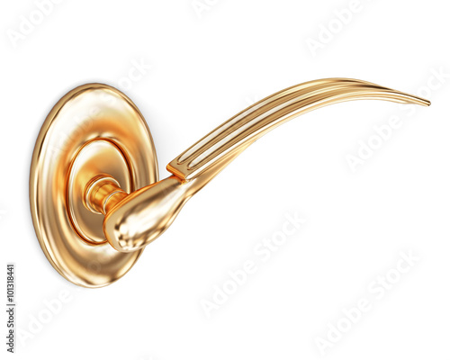 Classical door handle close-up on a white background. 3d renderi
