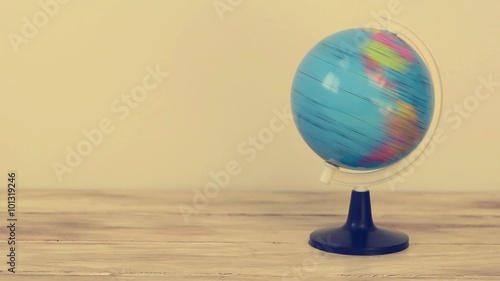 cinemagraph of a terrestrial globe rotating on its axis