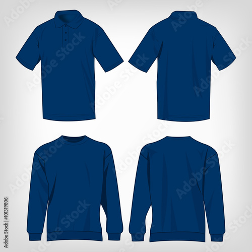 Sport blue sweater and polo shirt isolated set vector