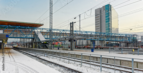 Vászonkép Railway station  in Jyvaskyla, Finland