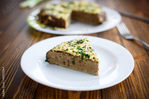 liver pie with cheese and herbs 