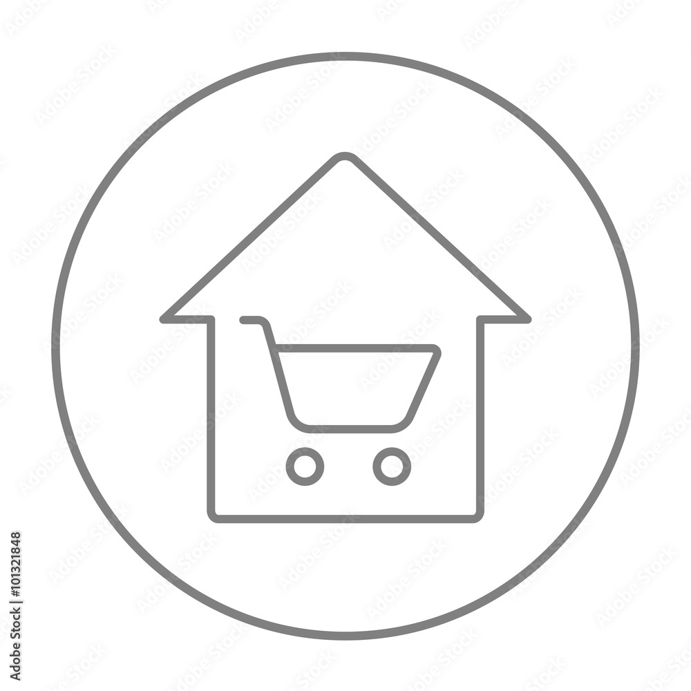 House shopping line icon. House shopping line icon.