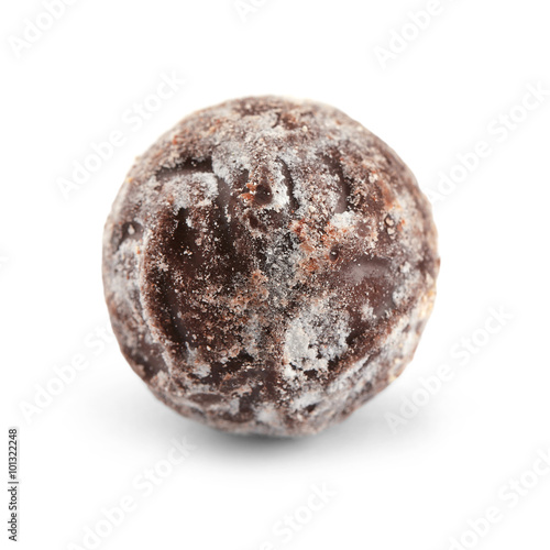 Brown chocolate truffle  isolated on white