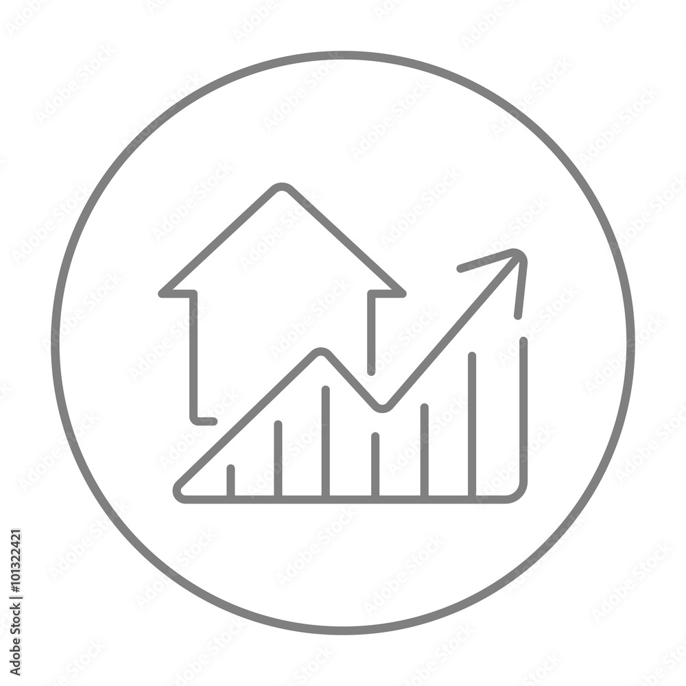 Graph of real estate prices growth line icon. Graph of real estate prices growth line icon.