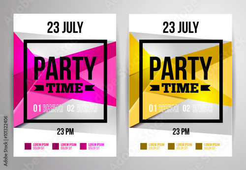Party flyer design. Disco template. Vector illustration.