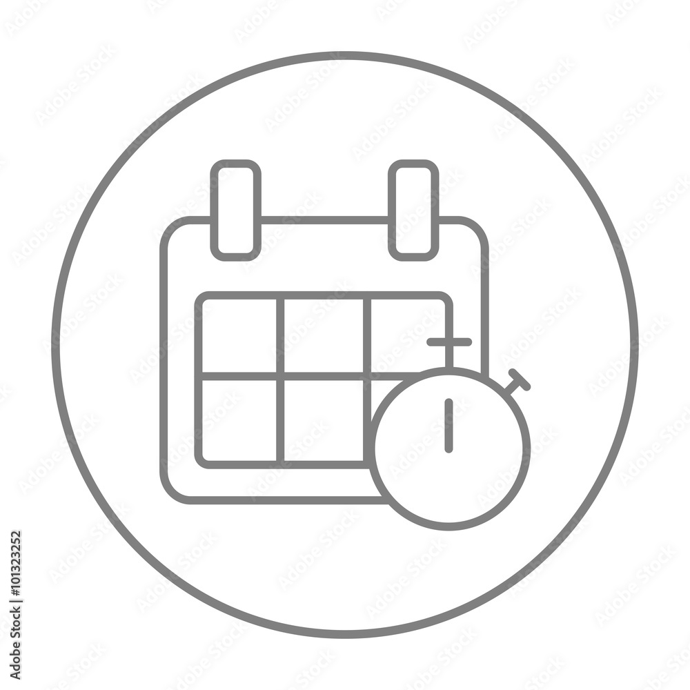 Calendar and stopwatch line icon. Calendar and stopwatch line icon.