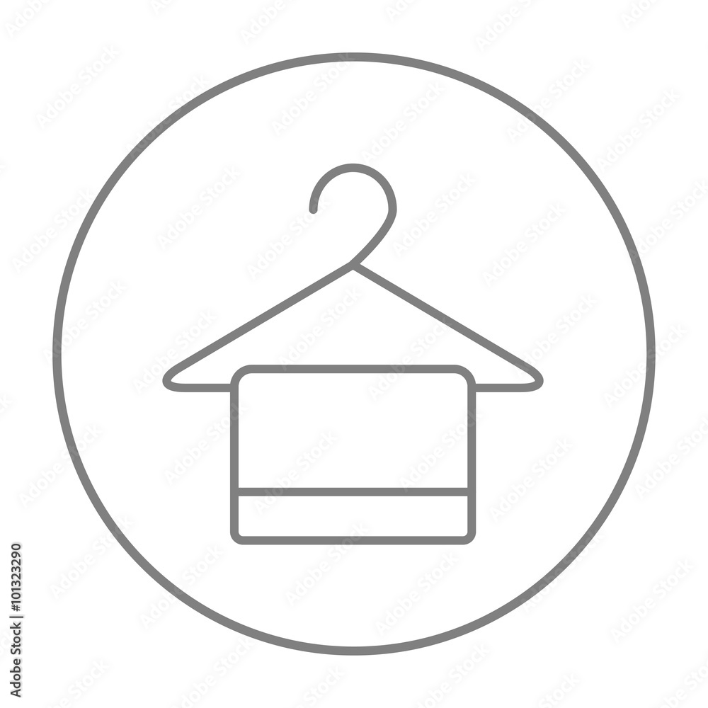 Towel on hanger line icon. Towel on hanger line icon.