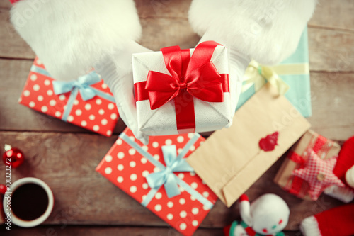 Beautiful gift box in Santa...