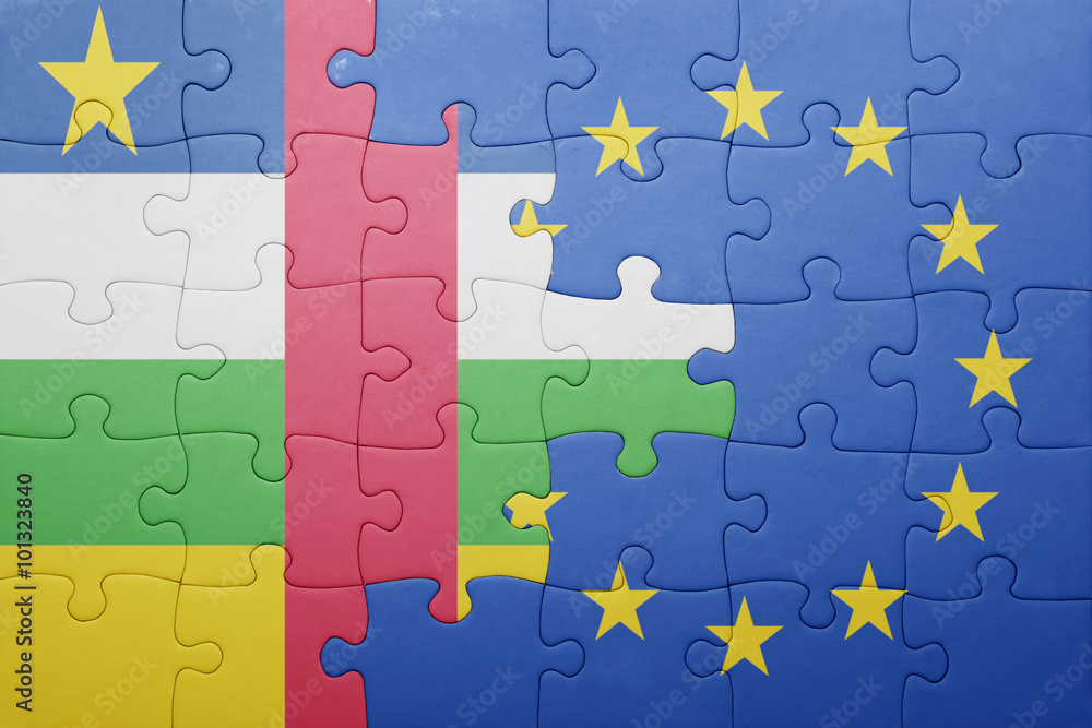 Φωτογραφία puzzle with the national flag of central african republic and european union