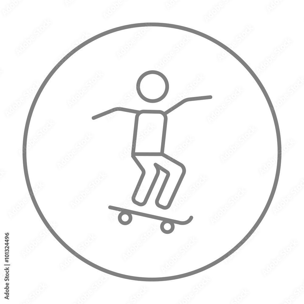 Man riding on skateboard  line icon.