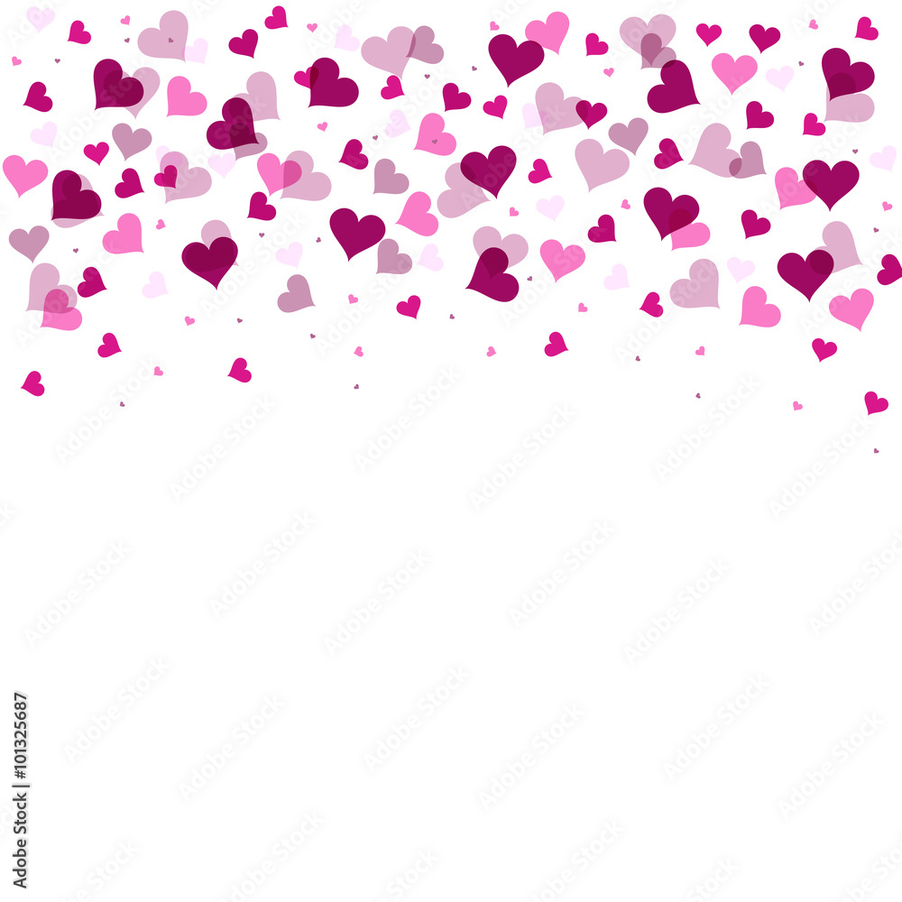 Bright purple color Valentine's Day Hearts illustration background isolated on white with place for text.