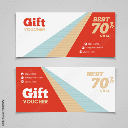 Gift voucher template with amount of discount and Contact Inform