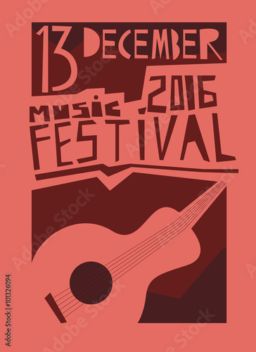 Event poster or flyer with acoustic guitar. Vector flyer